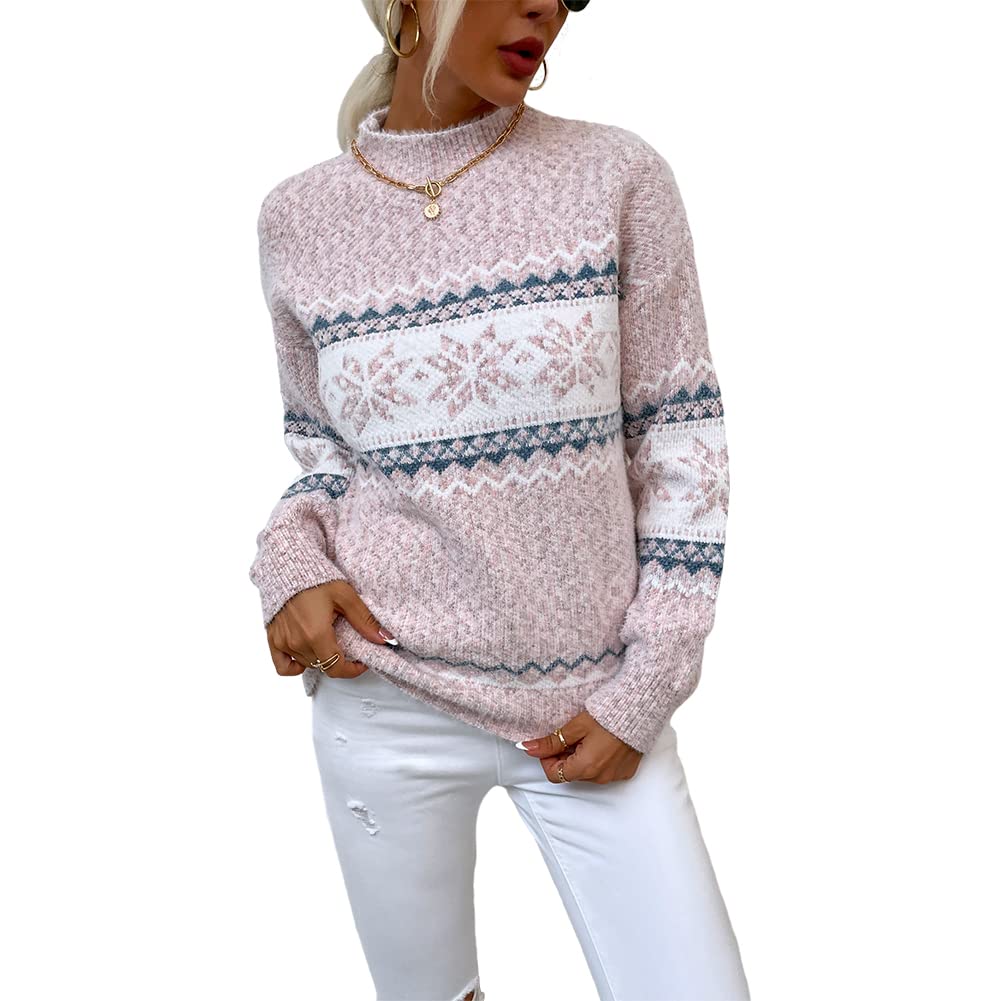 Foto 1 | Jersey Junboon Para Mujer Con Cuello Redondo Y Manga Larga Con Estampado De Copos De Nieve - Venta Internacional.