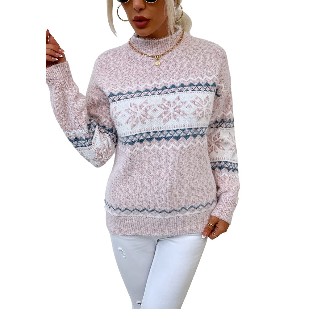 Foto 2 | Jersey Junboon Para Mujer Con Cuello Redondo Y Manga Larga Con Estampado De Copos De Nieve - Venta Internacional.