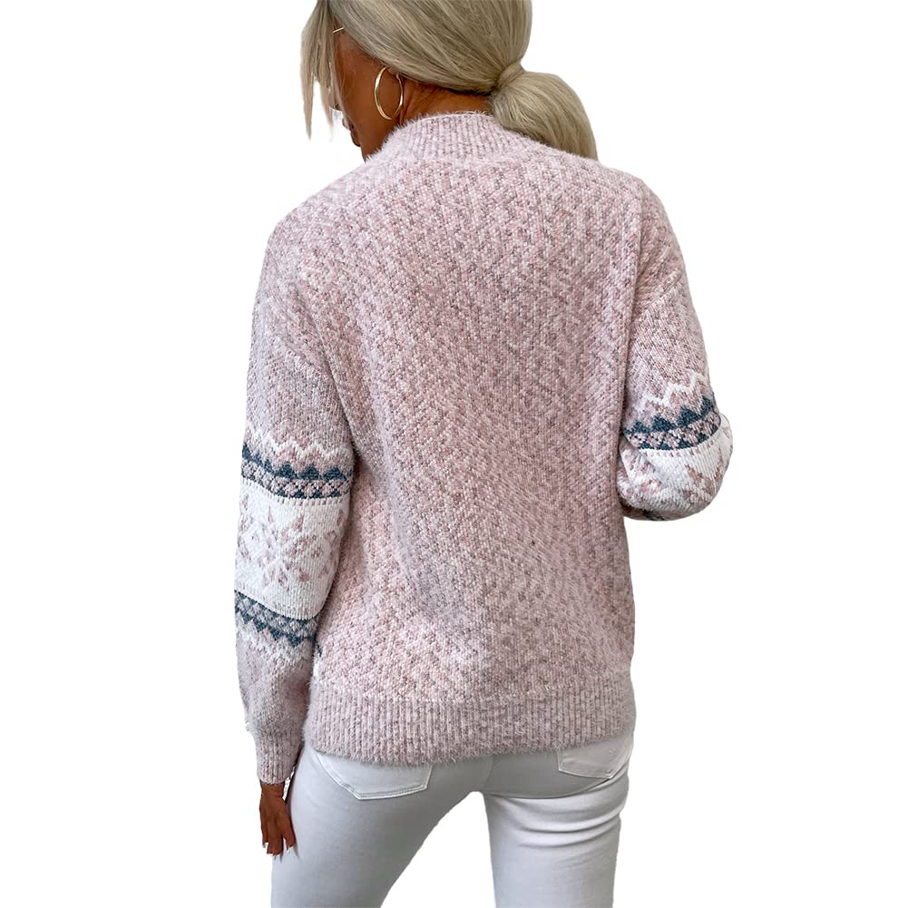 Foto 5 pulgar | Jersey Junboon Para Mujer Con Cuello Redondo Y Manga Larga Con Estampado De Copos De Nieve - Venta Internacional.