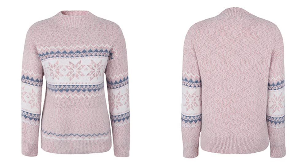 Foto 7 pulgar | Jersey Junboon Para Mujer Con Cuello Redondo Y Manga Larga Con Estampado De Copos De Nieve - Venta Internacional.