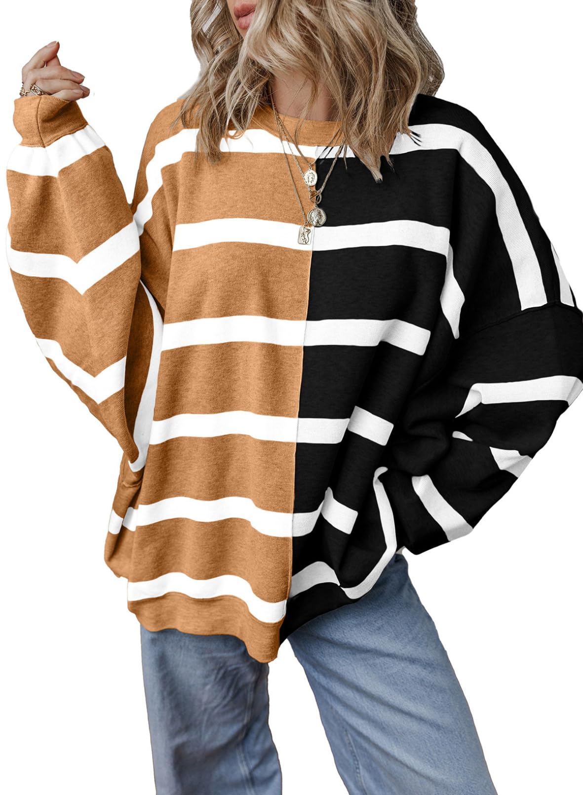 Foto 2 pulgar | Jersey Evaless Para Mujer, Otoño 2024, Extragrande, Color Marrón Bloque - Venta Internacional.
