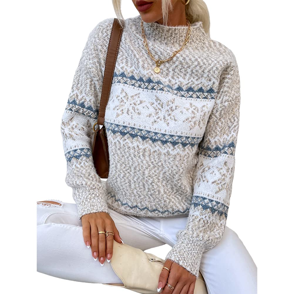 Foto 4 pulgar | Jersey Junboon Para Mujer Con Cuello Redondo Y Manga Larga Con Estampado De Copos De Nieve - Venta Internacional.
