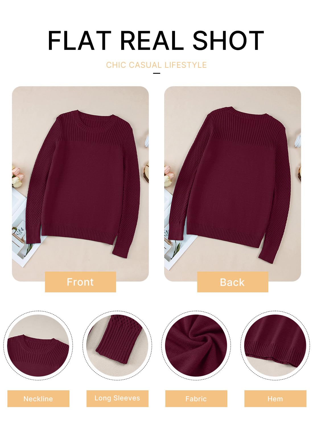Foto 5 | Jersey Evaless De Punto Trenzado Extragrande Para Mujer, Color Burdeos - Venta Internacional.