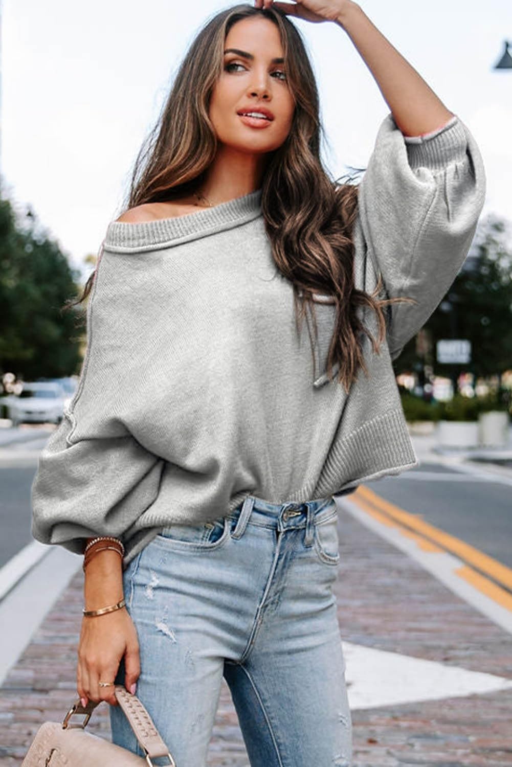 Foto 5 | Jersey Evaless Para Mujer, Otoño-invierno 2024, Punto Acanalado, Gris - Venta Internacional.