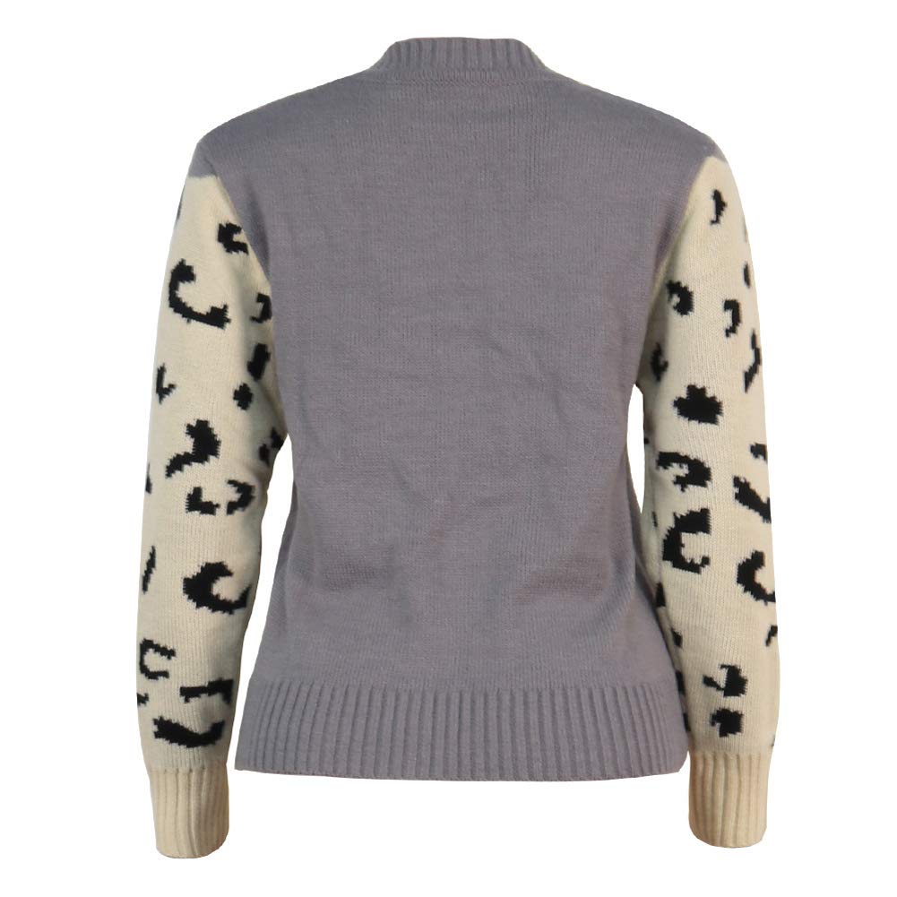 Foto 5 pulgar | Jersey De Punto Con Estampado De Leopardo Para Mujer Junboon, Gris - Venta Internacional.