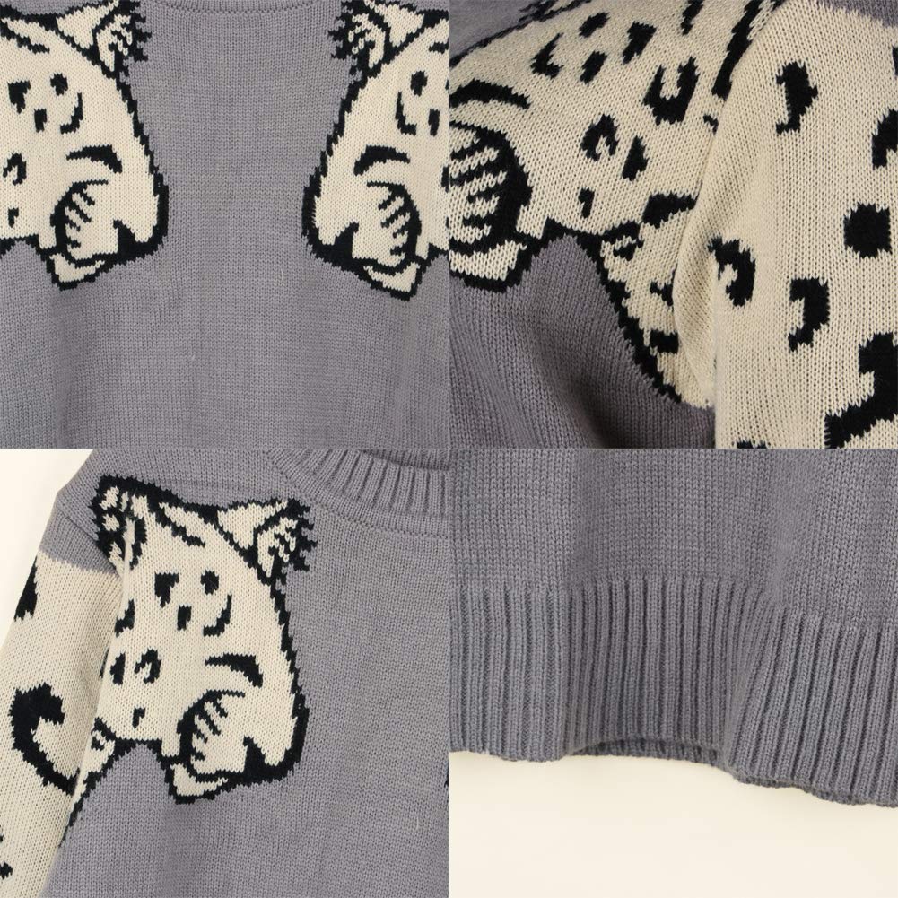 Foto 6 pulgar | Jersey De Punto Con Estampado De Leopardo Para Mujer Junboon, Gris - Venta Internacional.