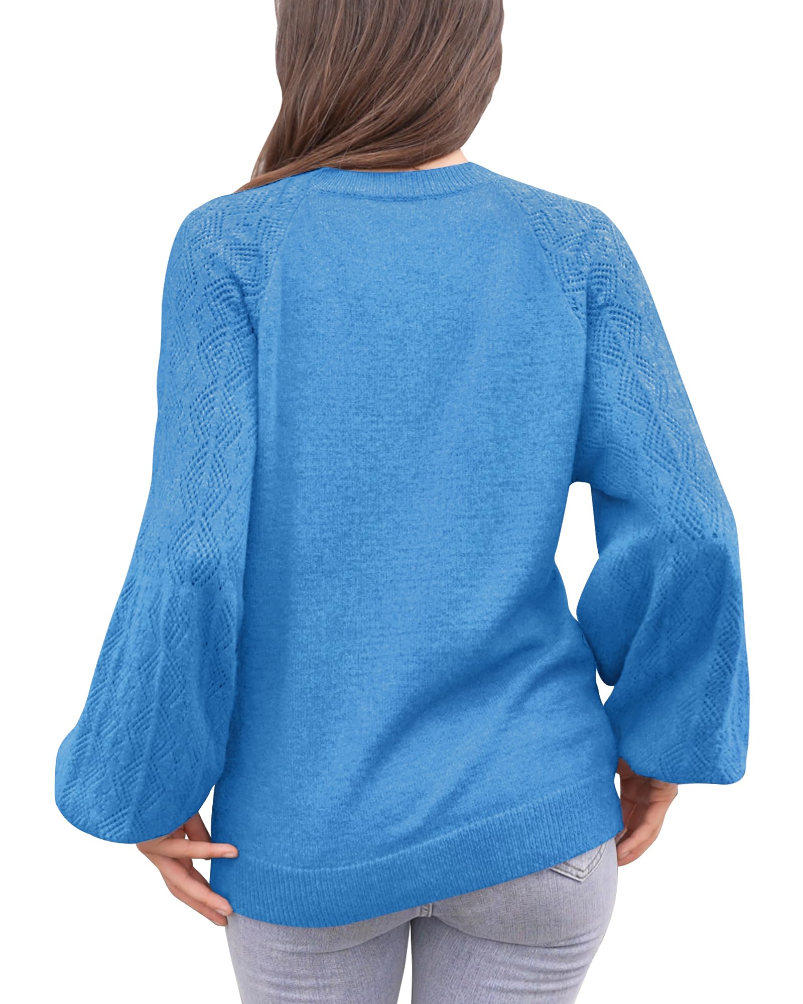 Foto 4 pulgar | Jersey Messic Para Mujer, Manga Abullonada, Cuello En V, De Algodón Azul, Talla M - Venta Internacional.