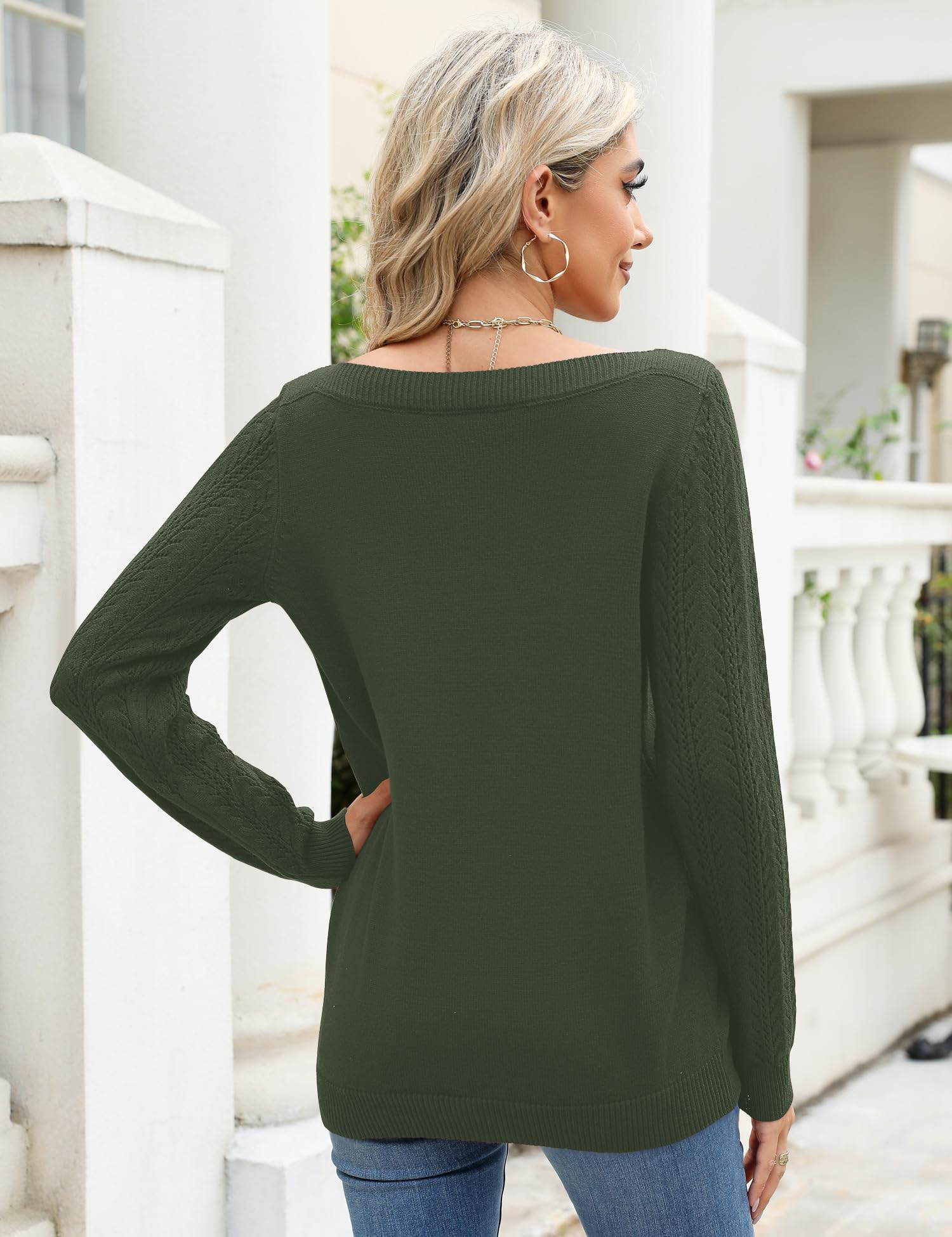 Foto 5 | Jersey Lomon Casual Para Mujer De Otoño 2024, Manga Larga, Color Verde Militar, S - Venta Internacional.