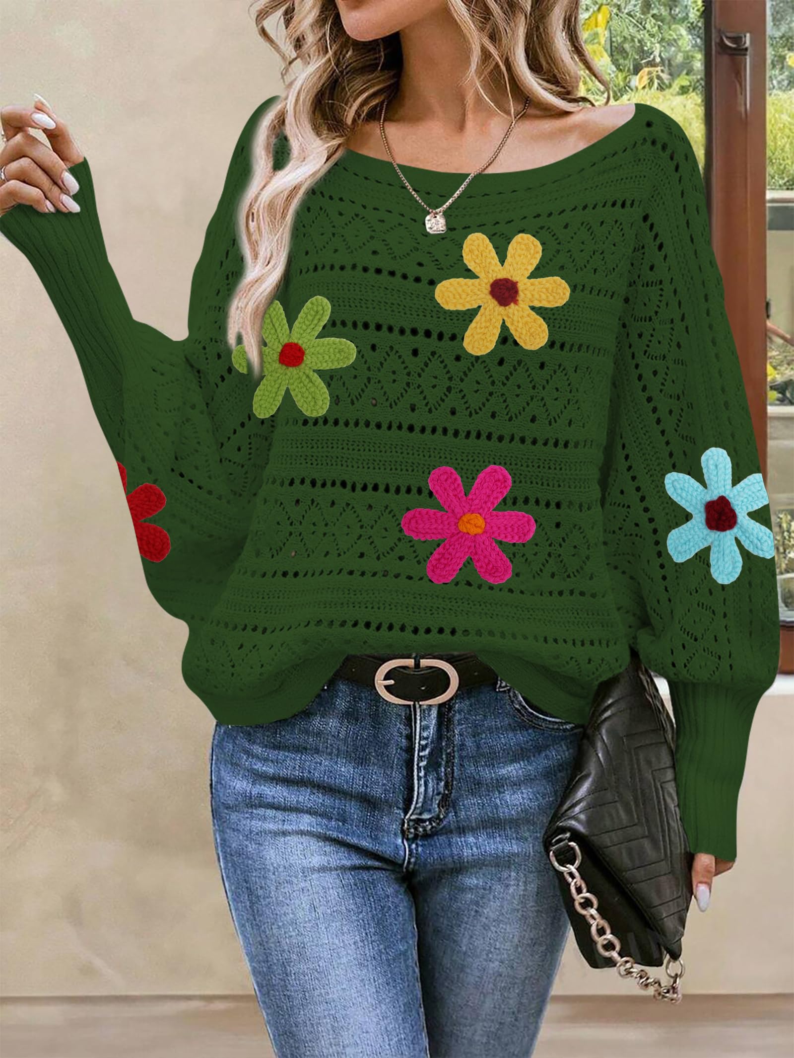 Foto 6 pulgar | Jersey Cakulo Para Mujer Con Hombros Descubiertos, Otoño 2024, Verde, Talla M - Venta Internacional.