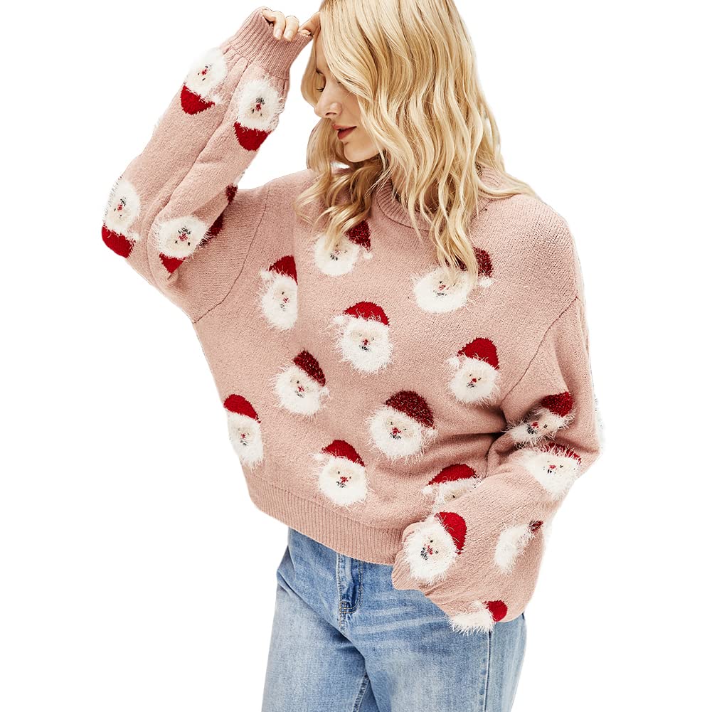 Foto 2 | Jersey Junboon Para Mujer Con Estampado De Papá Noel Con Manga De Farol - Venta Internacional.