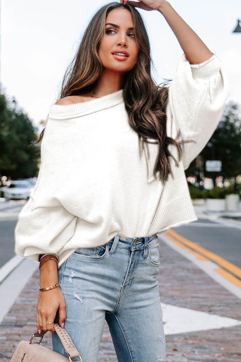 Foto 4 pulgar | Jersey Evaless Oversized Crop Para Mujer Blanco 1x - Venta Internacional.