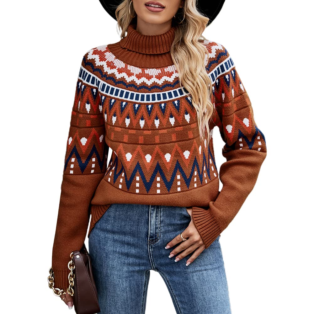Jersey Junboon Vintage Con Cuello Alto Y Bloques De Colores A Rayas Para Mujer - Venta Internacional.