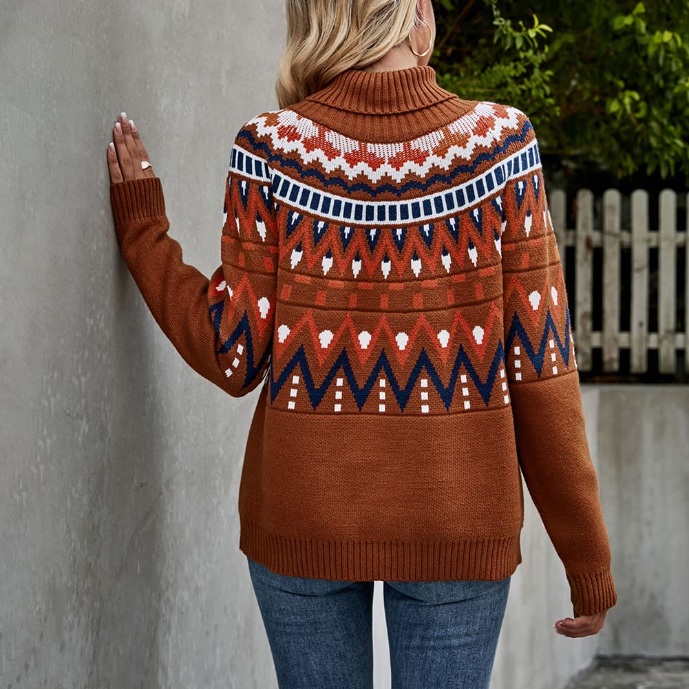 Foto 6 pulgar | Jersey Junboon Vintage Con Cuello Alto Y Bloques De Colores A Rayas Para Mujer - Venta Internacional.