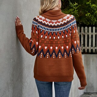 Foto 5 | Jersey Junboon Vintage Con Cuello Alto Y Bloques De Colores A Rayas Para Mujer - Venta Internacional.