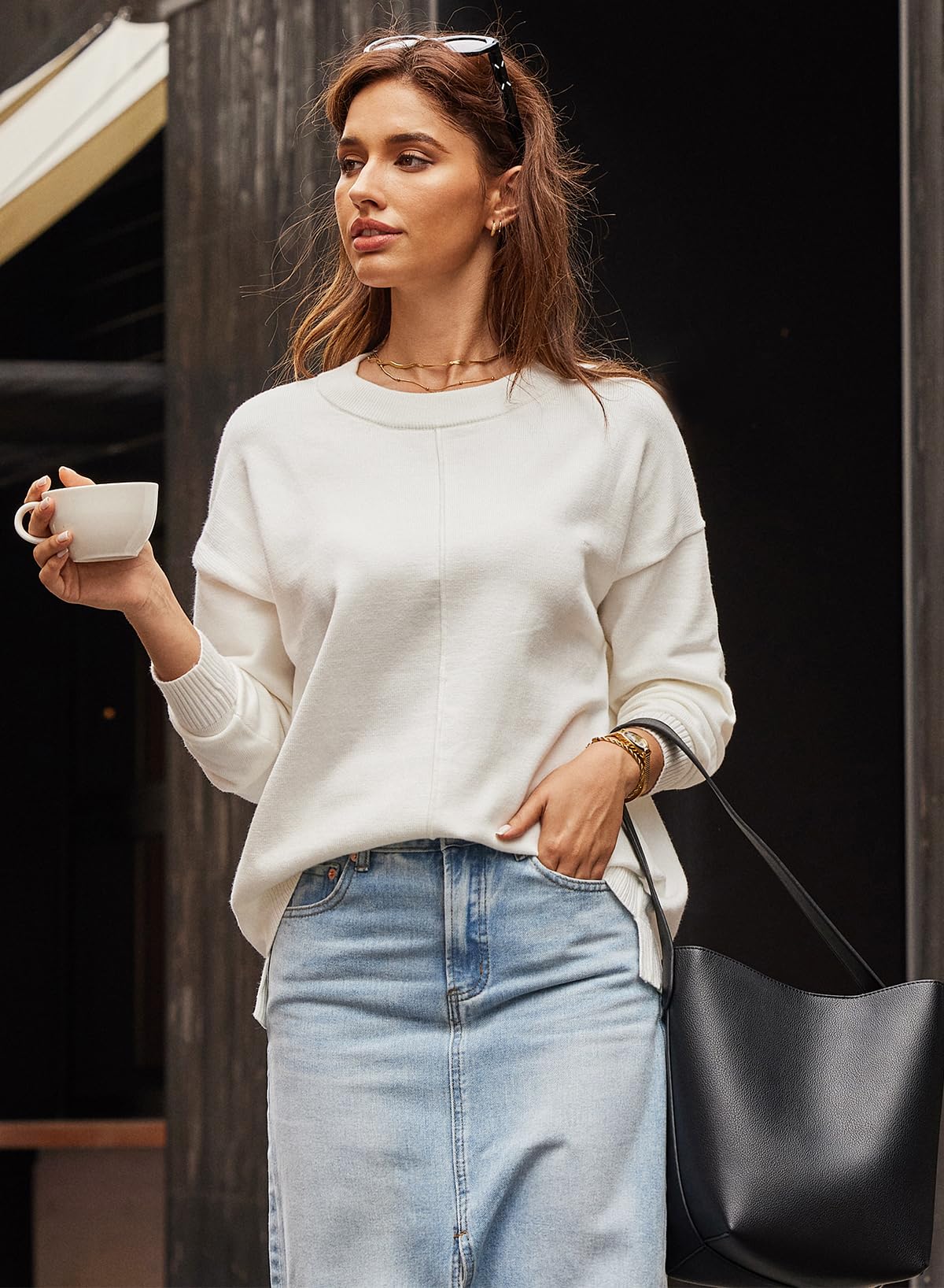 Foto 4 | Jersey Evaless Para Mujer, Moda De Otoño, Cuello Redondo, Color Blanco Xl - Venta Internacional.