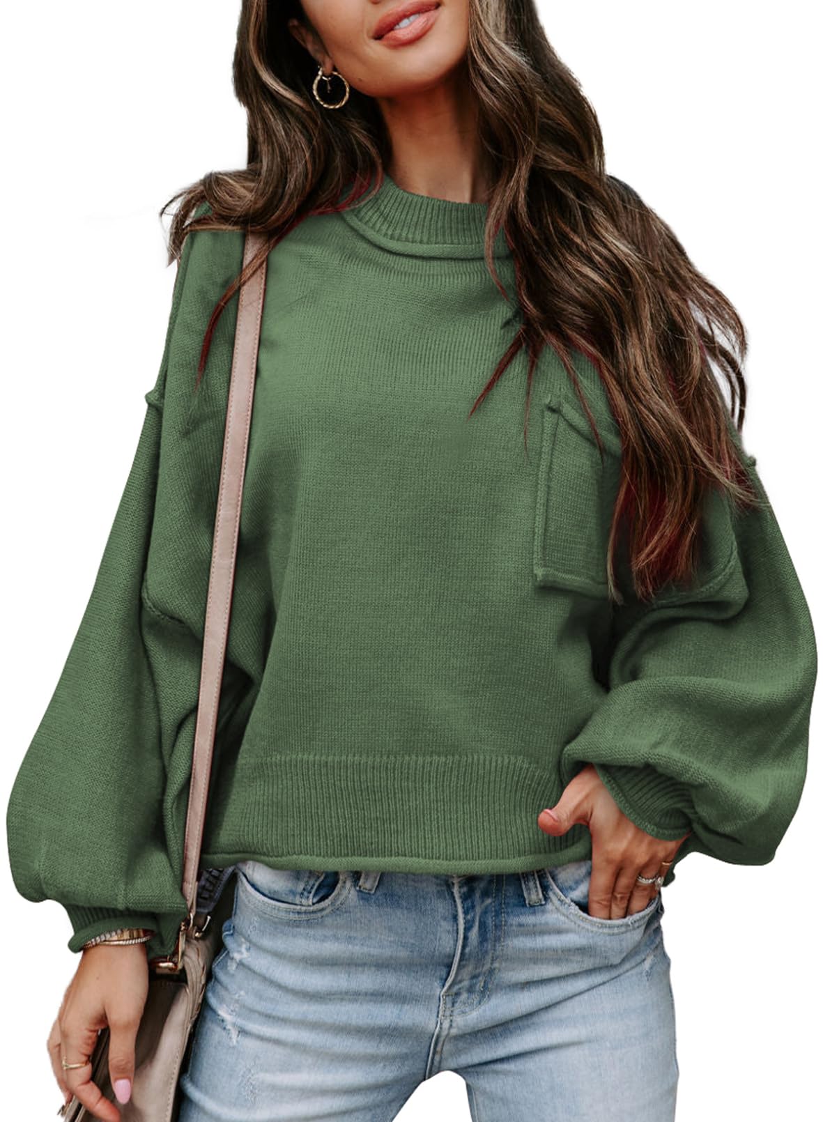 Jersey Evaless Para Mujer 2024, Casual, Cuello Redondo, Manga Linterna - Venta Internacional.