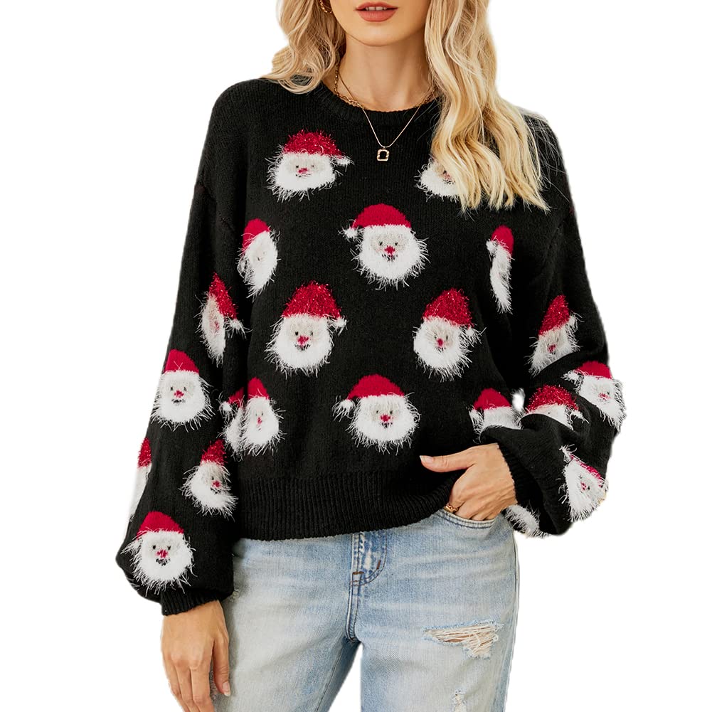 Jersey Junboon Para Mujer Con Estampado De Papá Noel Con Manga De Farol - Venta Internacional.