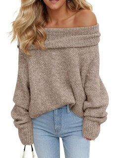 Foto 1 | Jersey Saodimallsu Para Mujer, Tejido Con Hombros Descubiertos, Color Caqui Claro - Venta Internacional.