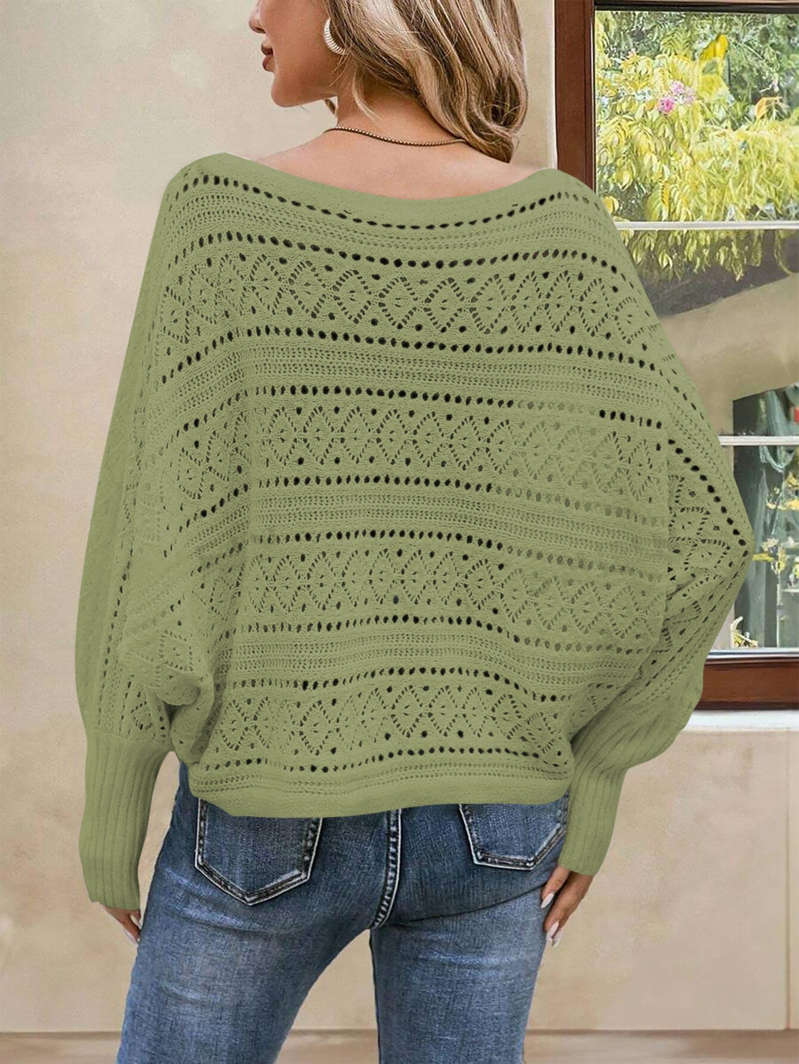 Foto 5 pulgar | Jersey Cakulo Para Mujer Con Hombros Descubiertos, Otoño 2024, Color Verde L - Venta Internacional.