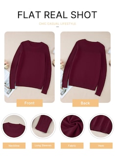 Foto 5 | Jersey Evaless De Punto Trenzado Extragrande Con Cuello Redondo Para Mujer, Color Burdeos - Venta Internacional.