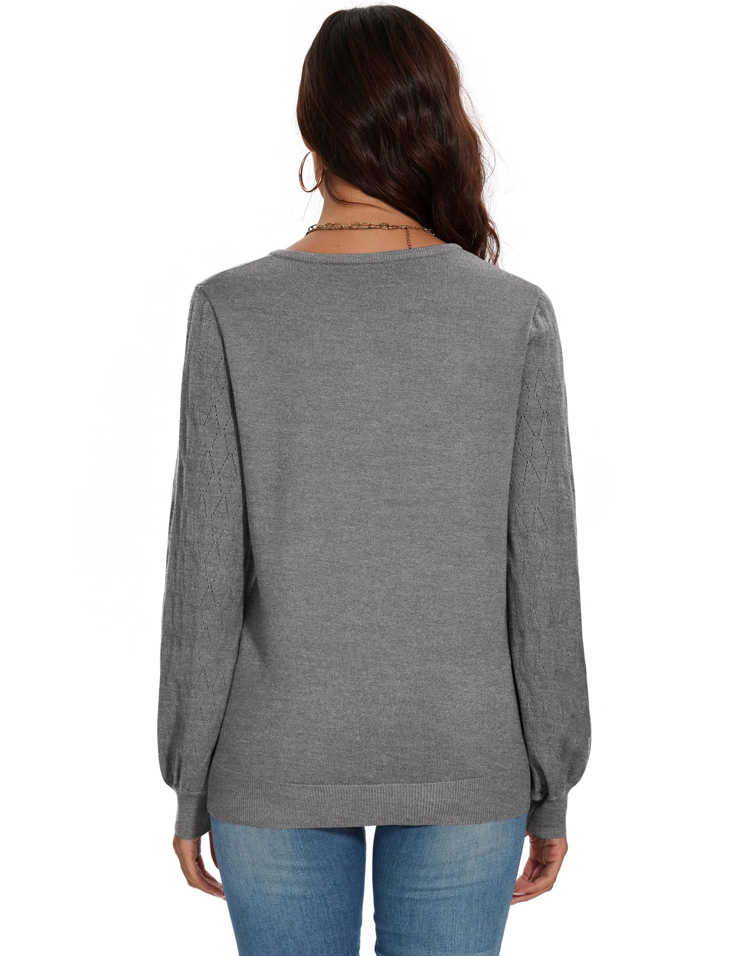 Foto 5 pulgar | Jersey Lomon De Otoño Con Cuello En V Y Manga Abullonada Para Mujer, Gris, Talla S - Venta Internacional.