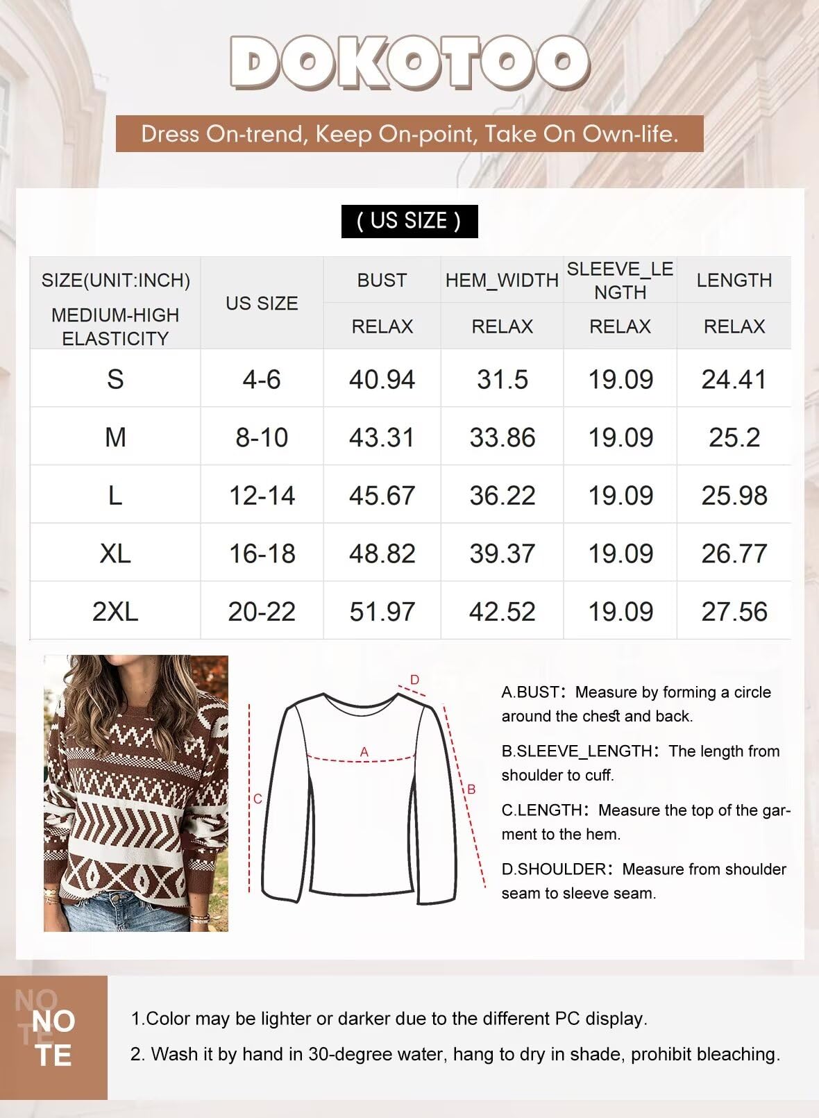 Foto 7 pulgar | Jersey Dokotoo Apricot Para Mujer De Manga Larga A Rayas - Venta Internacional.
