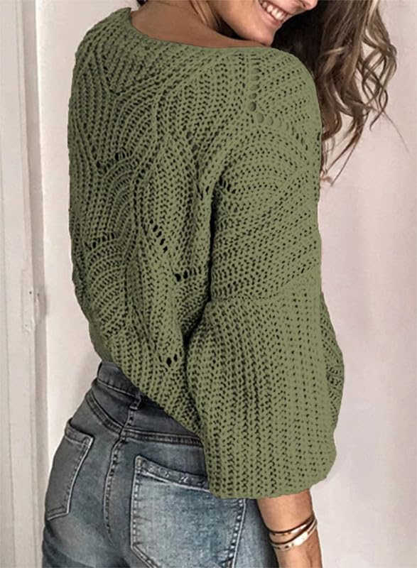 Foto 4 pulgar | Suéter Dokotoo De Punto Holgado A La Moda Para Mujer, Cuello Redondo, Verde - Venta Internacional.