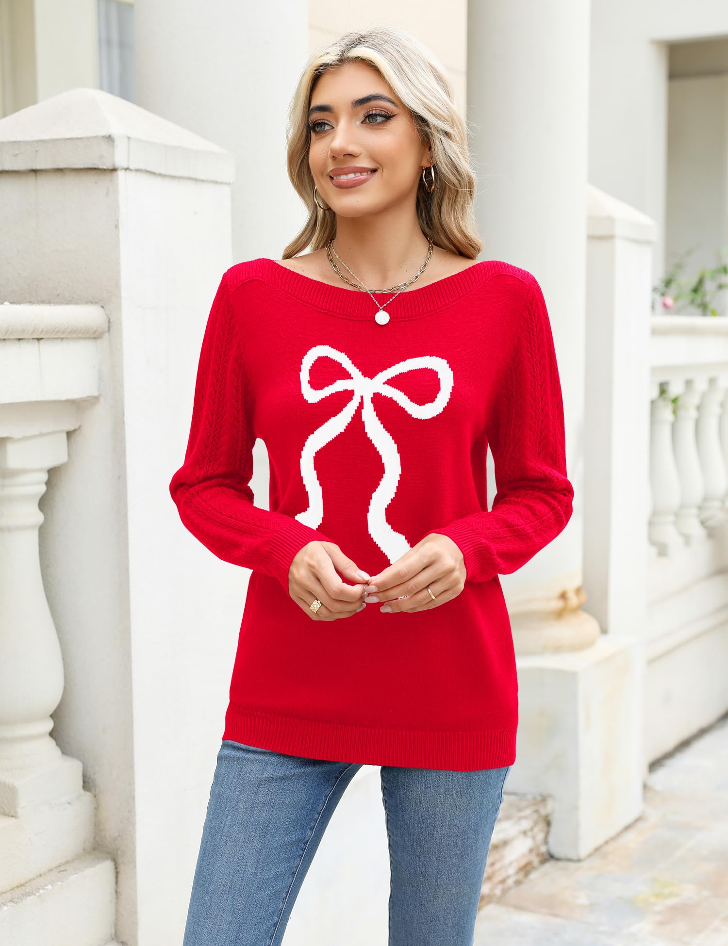 Foto 3 pulgar | Jersey Lomon Para Mujer Con Cuello De Barco Y Manga Larga Rojo Xl - Venta Internacional.