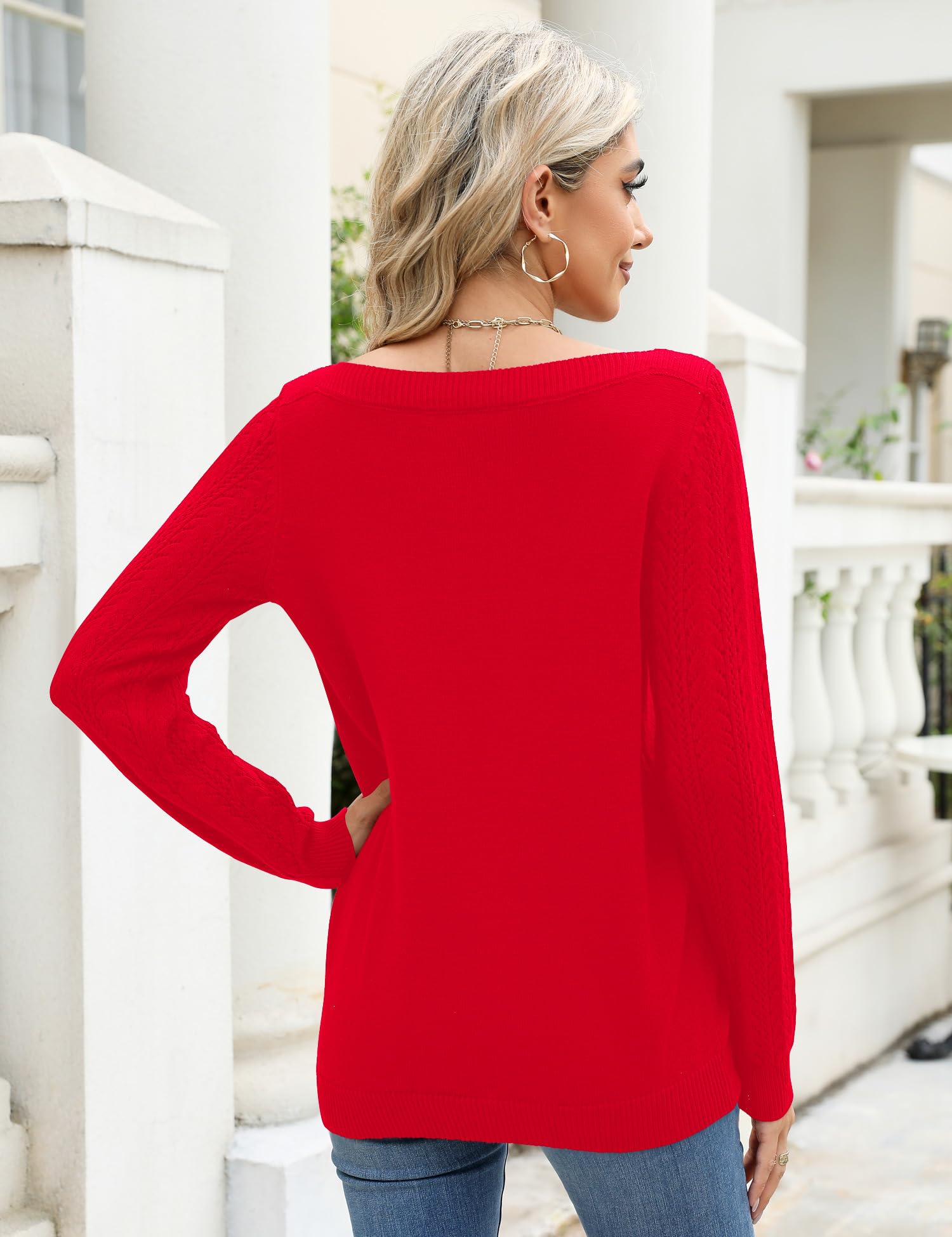 Foto 5 pulgar | Jersey Lomon Para Mujer Con Cuello De Barco Y Manga Larga Rojo Xl - Venta Internacional.