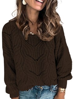 Foto 1 | Suéter Dokotoo, Moderno, Cuello Redondo, Tejido Marrón, Talla L - Venta Internacional.
