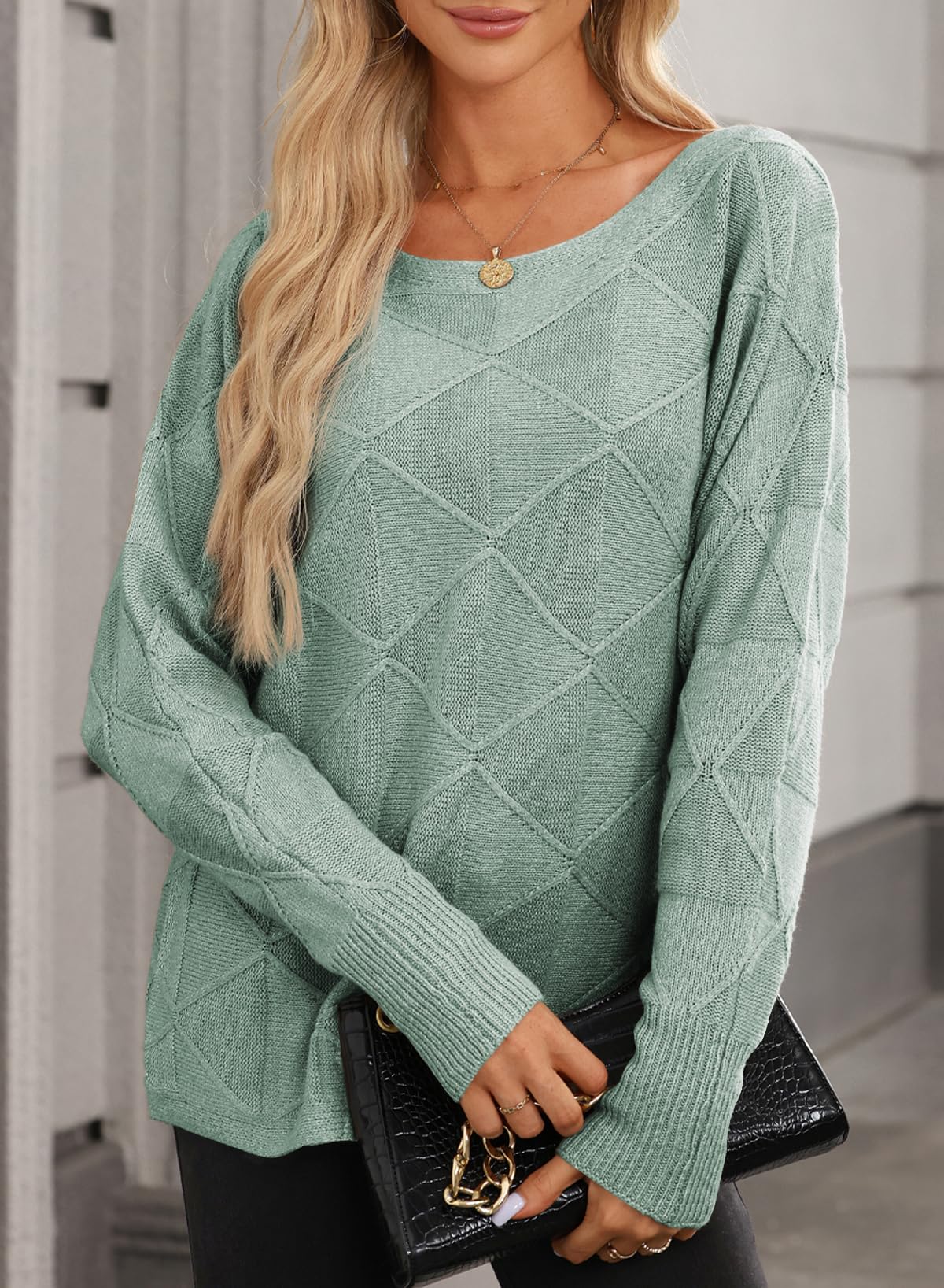 Foto 3 pulgar | Jersey Evaless Casual Con Cuello Redondo Para Mujer, Color Verde, Talla Xs - Venta Internacional.