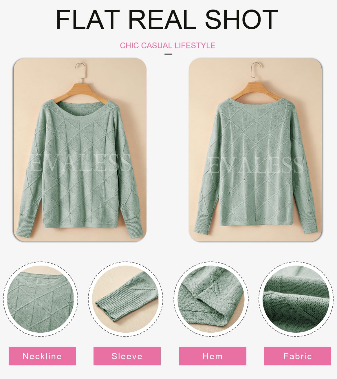 Foto 6 pulgar | Jersey Evaless Casual Con Cuello Redondo Para Mujer, Color Verde, Talla Xs - Venta Internacional.