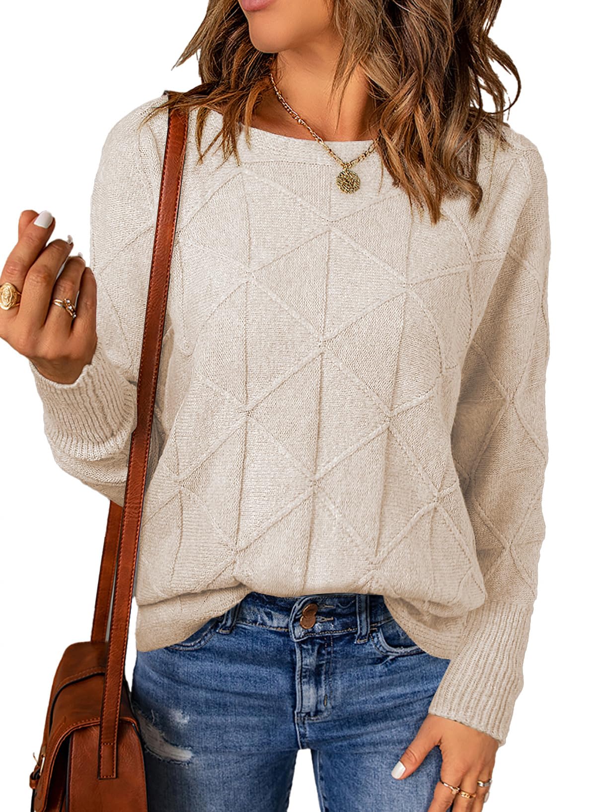 Foto 2 pulgar | Jersey Evaless Casual Con Cuello Redondo Para Mujer Con Manga De Murciélago - Venta Internacional.