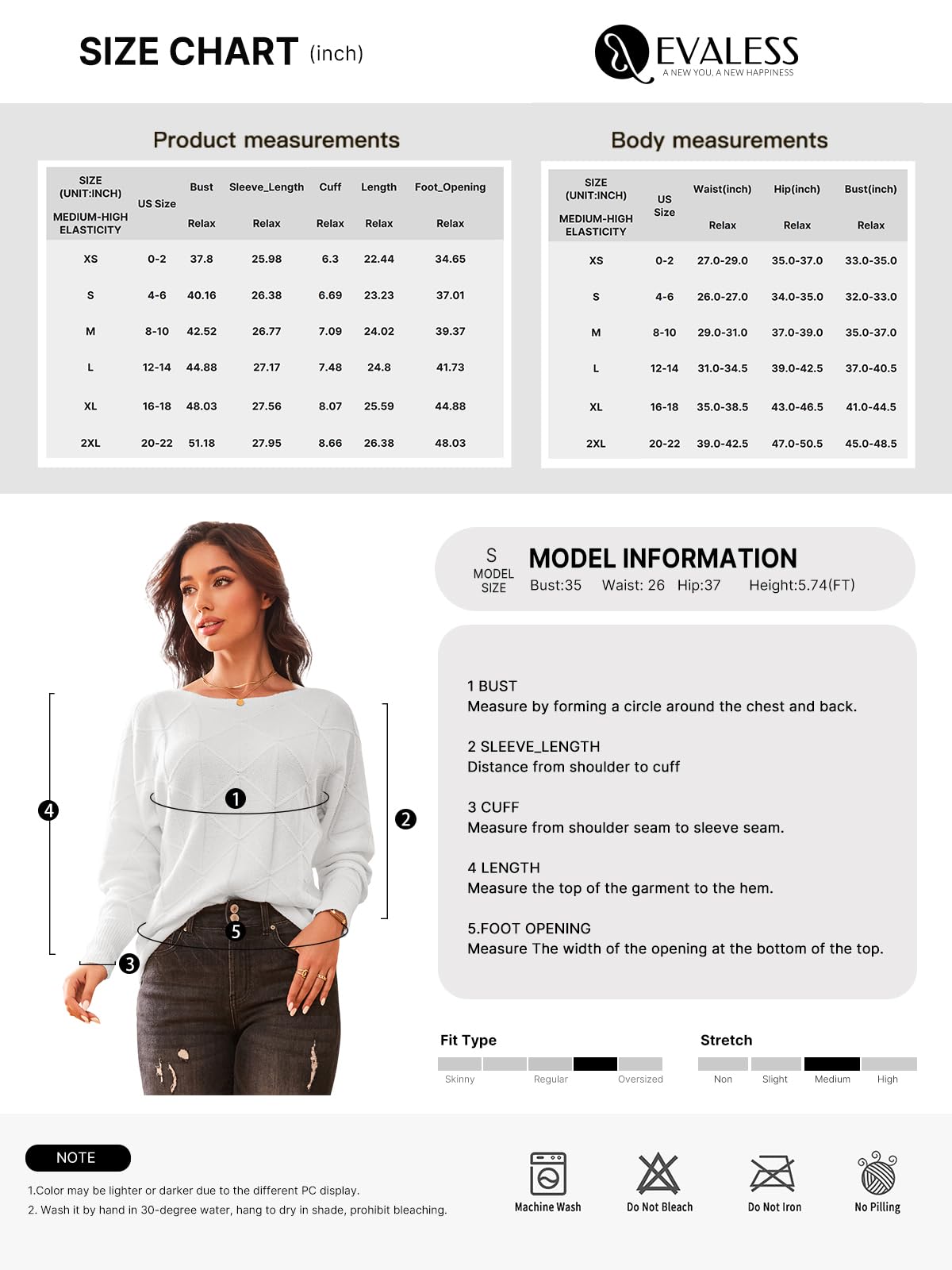Foto 6 | Jersey Evaless Casual Con Cuello Redondo Para Mujer Con Manga De Murciélago - Venta Internacional.