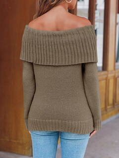 Foto 5 | Jersey Saodimallsu De Punto Holgado Con Hombros Descubiertos Para Mujer - Venta Internacional.