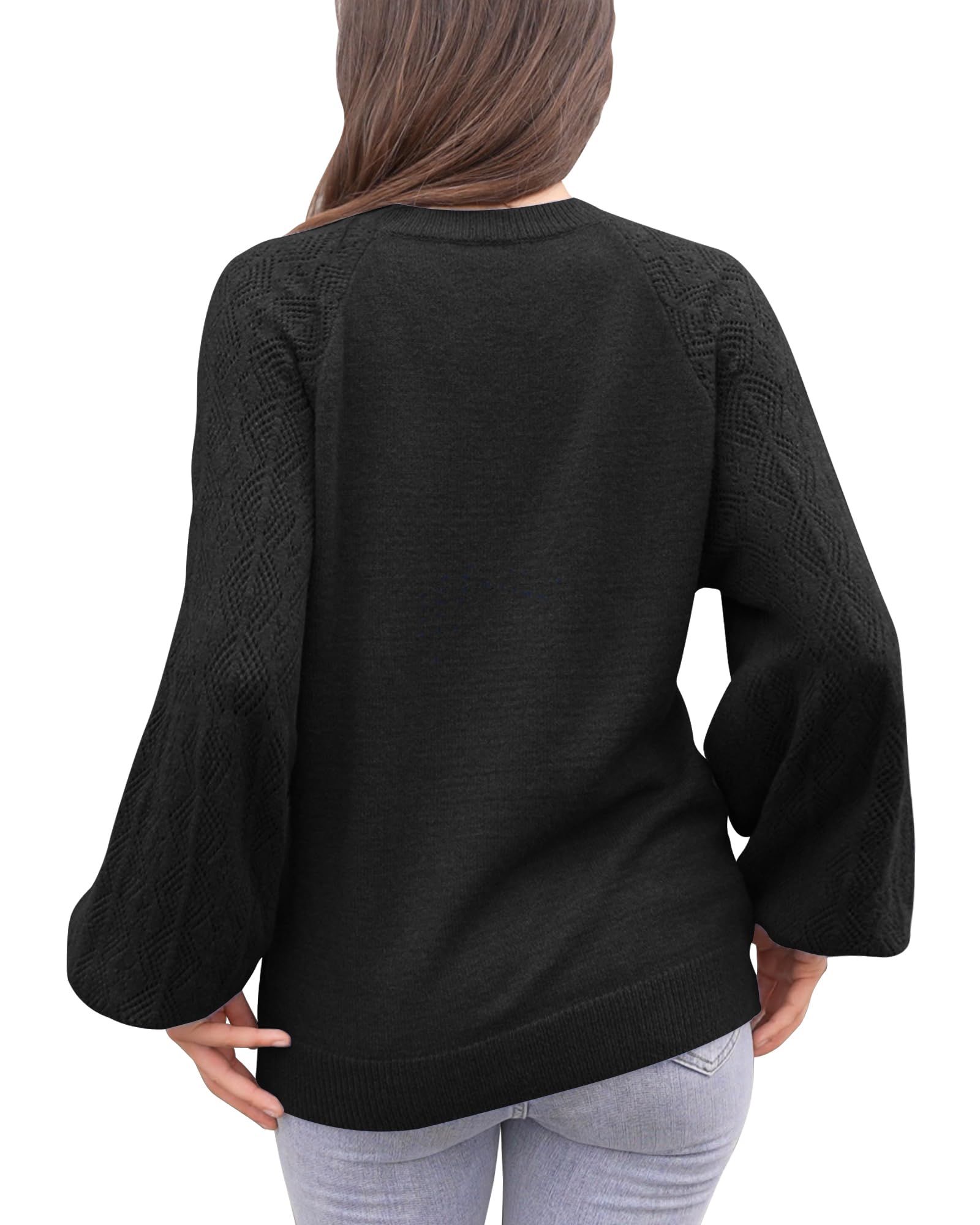 Foto 4 pulgar | Jersey Messic Con Cuello En V Para Mujer, Manga Linterna Negra, Otoño 2023 - Venta Internacional.