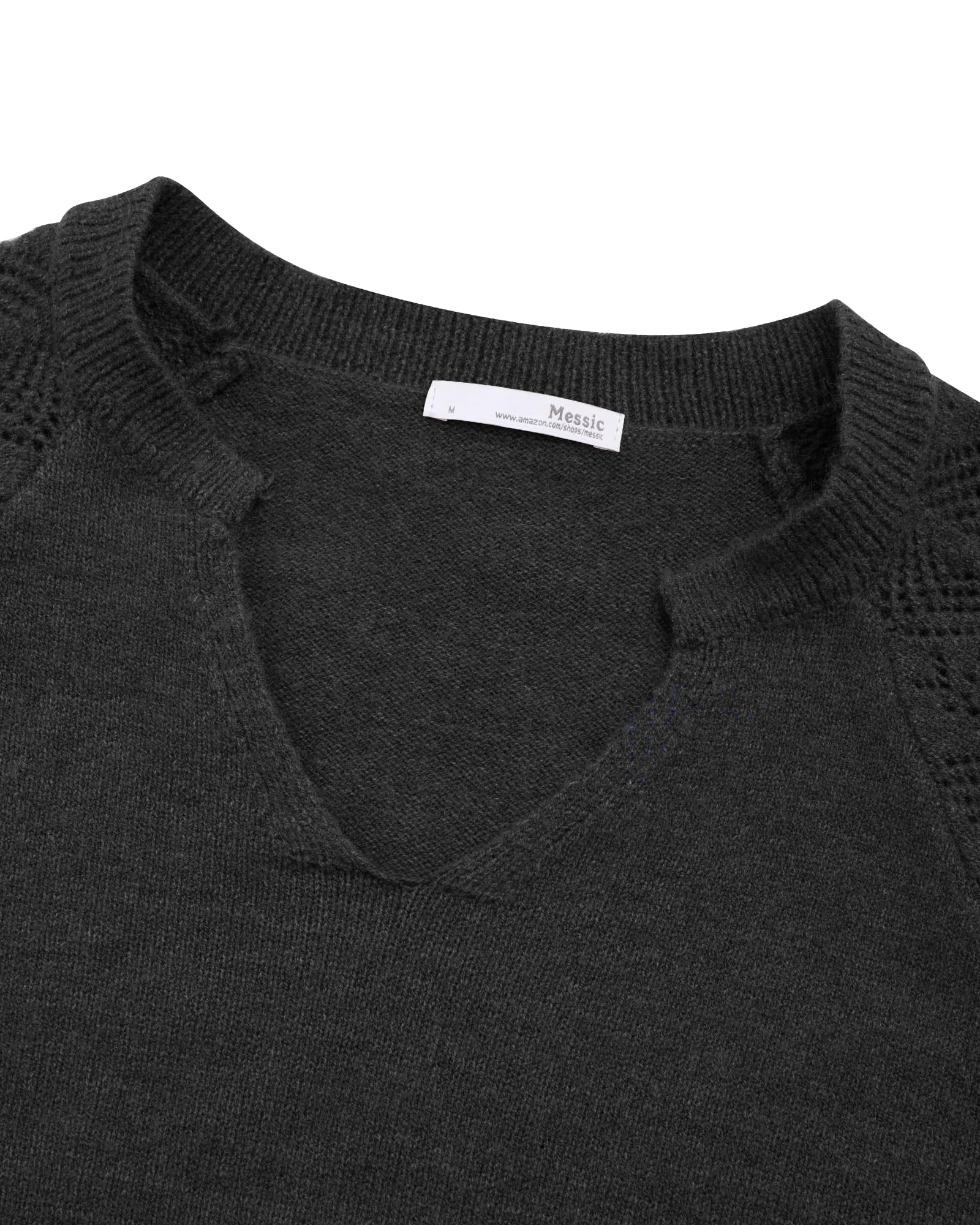 Foto 5 pulgar | Jersey Messic Con Cuello En V Para Mujer, Manga Linterna Negra, Otoño 2023 - Venta Internacional.