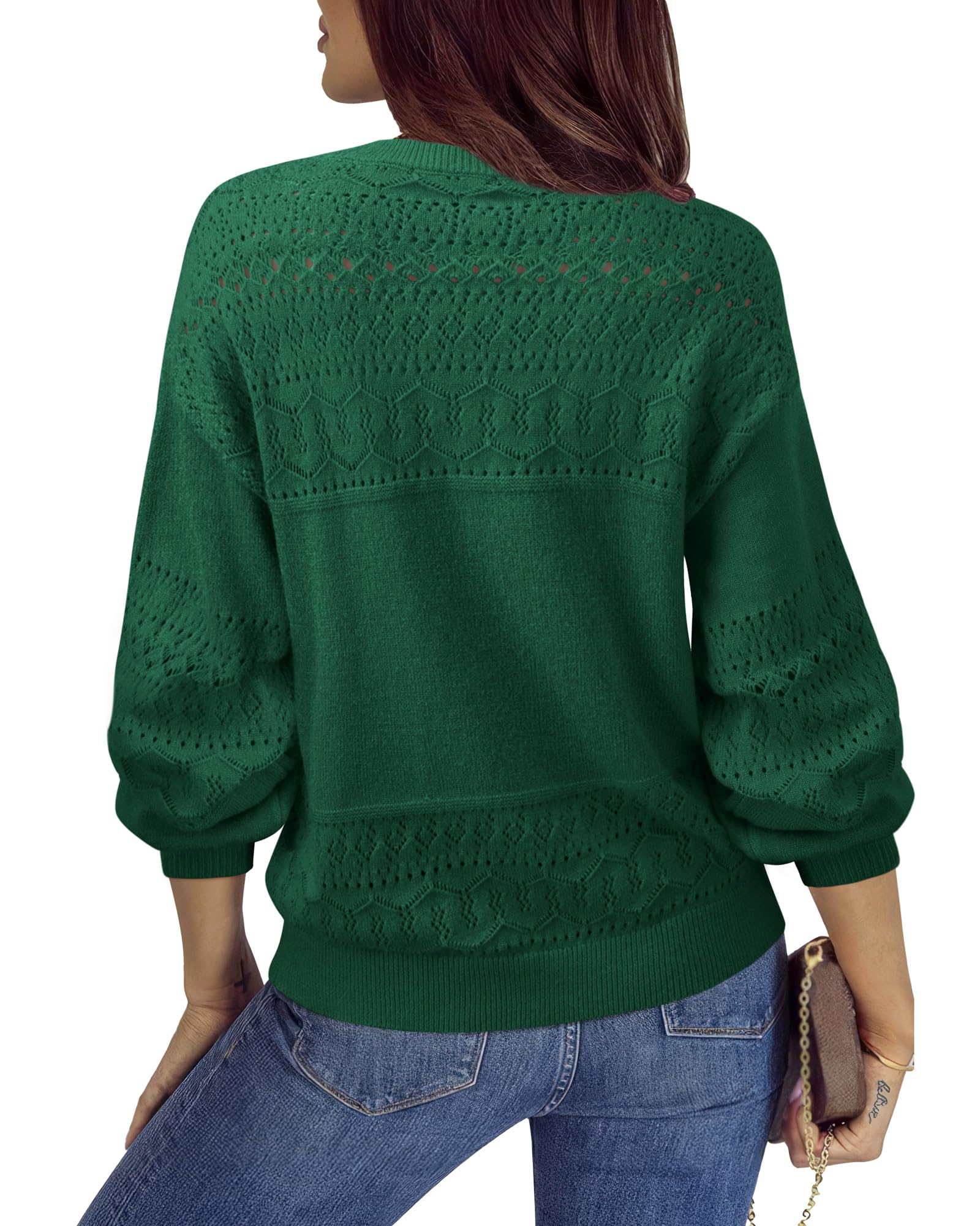 Foto 5 pulgar | Jersey Messic Para Mujer, Cuello En V, Manga Larga, Hueco, Verde - Venta Internacional.