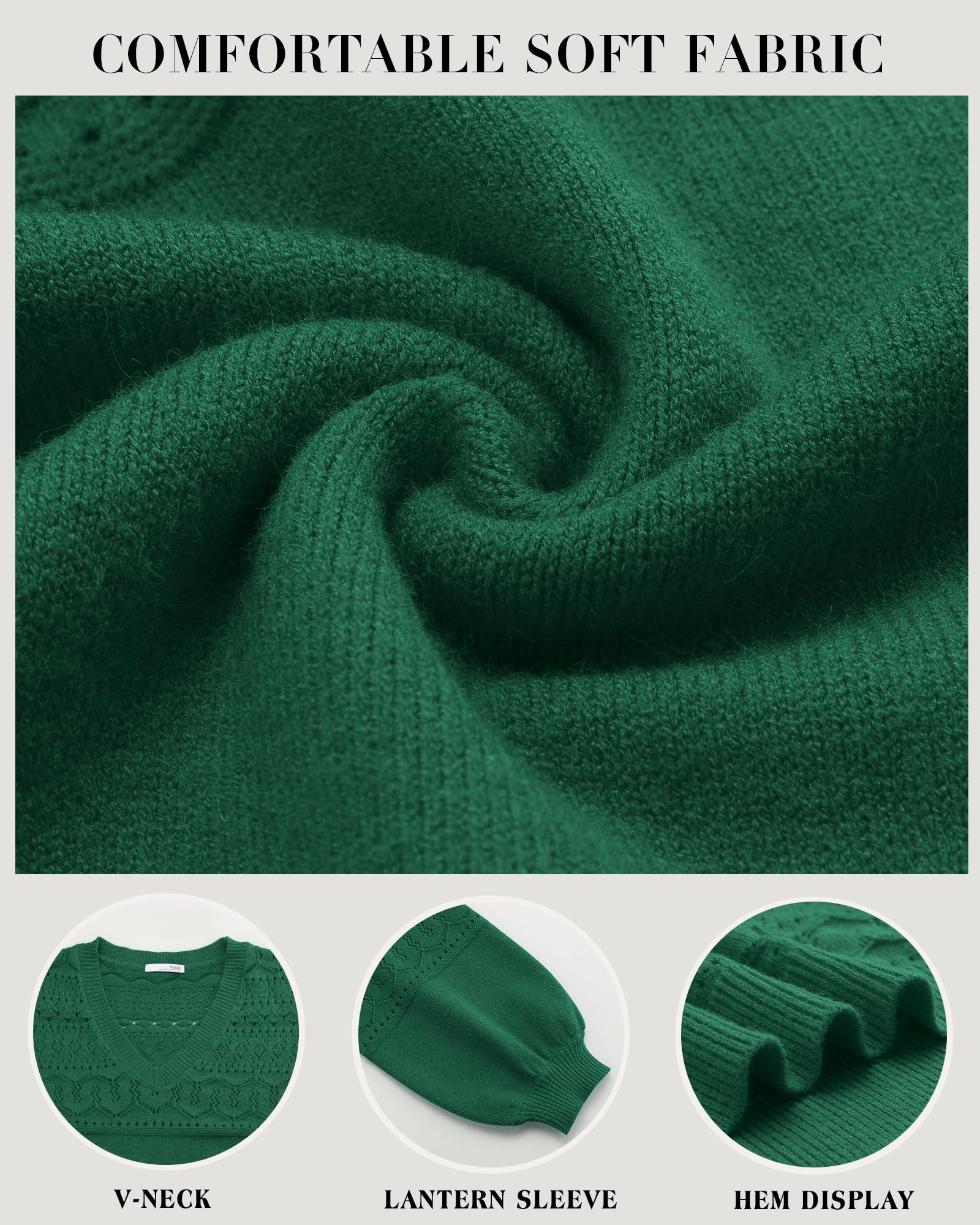 Foto 6 pulgar | Jersey Messic Para Mujer, Cuello En V, Manga Larga, Hueco, Verde - Venta Internacional.