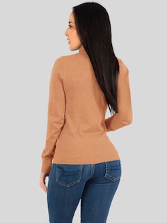 Foto 3 | Sueter Mujer De Cuello Alto Suet 1023 Café Claro Sueteres Dama Sweaters