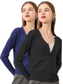 Foto 1 | Set De 2 Suéter Abierto De Mujer Con Detalles En Estoperoles Suet-1001-px2 Negro Y Azul Oscuro Suéter Cardigan