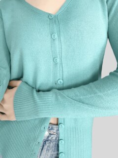 Foto 7 | Set De 2 Suéter Abierto De Mujer Con Detalles En Estoperoles Suet-1001-px2 Café Claro Y Verde Aqua Suéter Cardigan