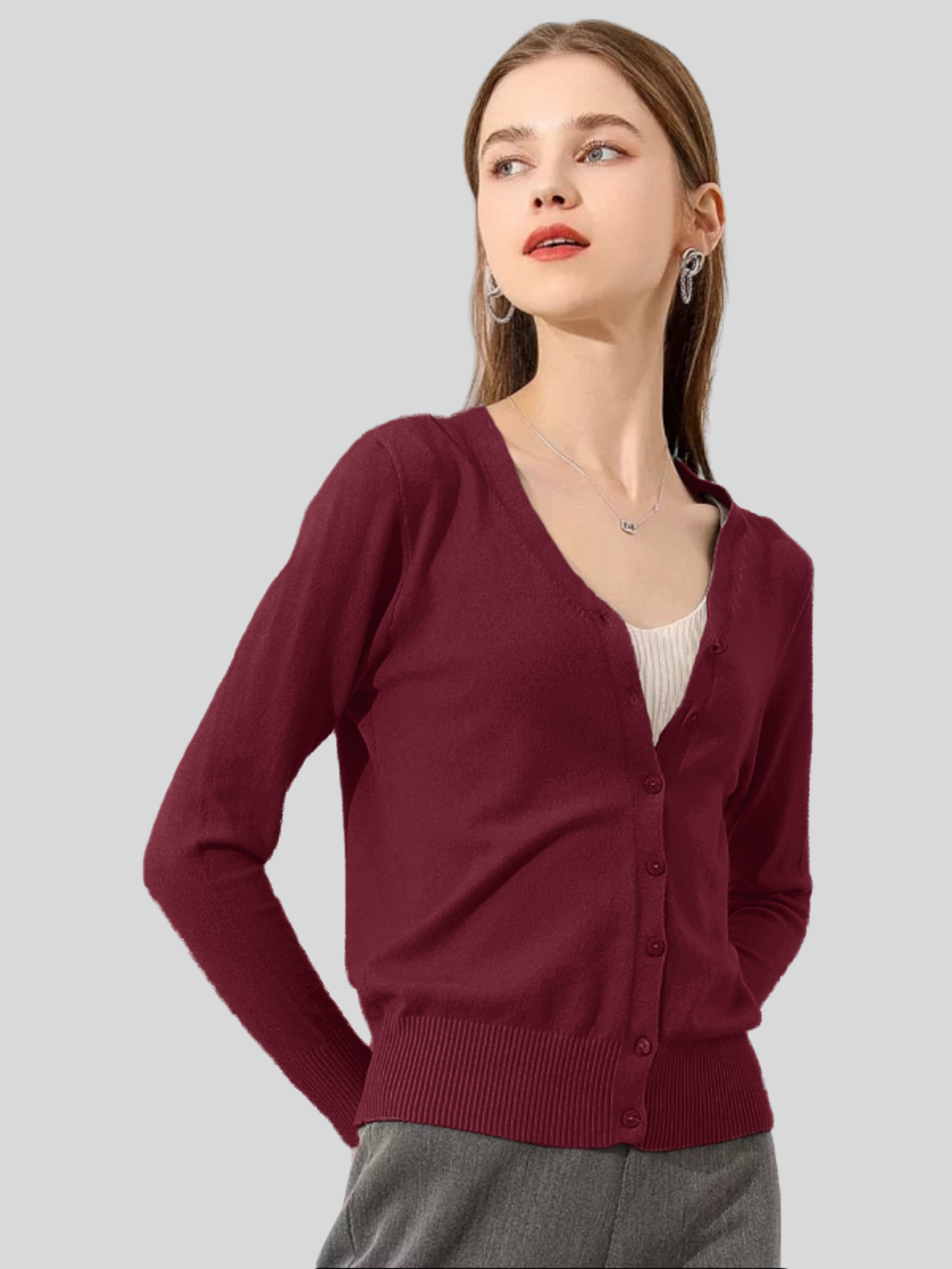 Foto 3 pulgar | Set De 2 Suéter Abierto De Mujer Con Detalles En Estoperoles Suet-1001-px2 Negro Y Vino Suéter Cardigan