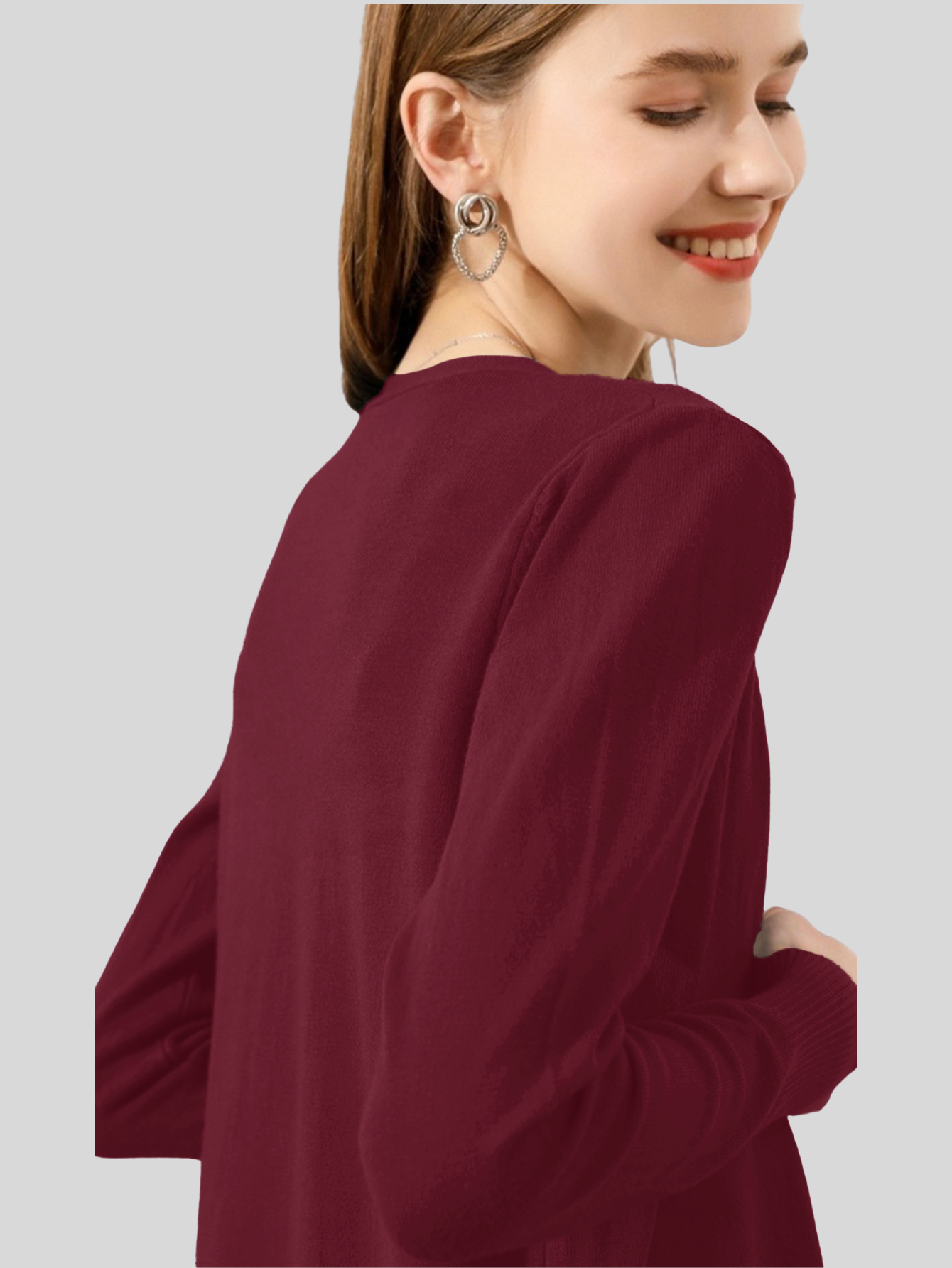 Foto 4 pulgar | Set De 2 Suéter Abierto De Mujer Con Detalles En Estoperoles Suet-1001-px2 Negro Y Vino Suéter Cardigan
