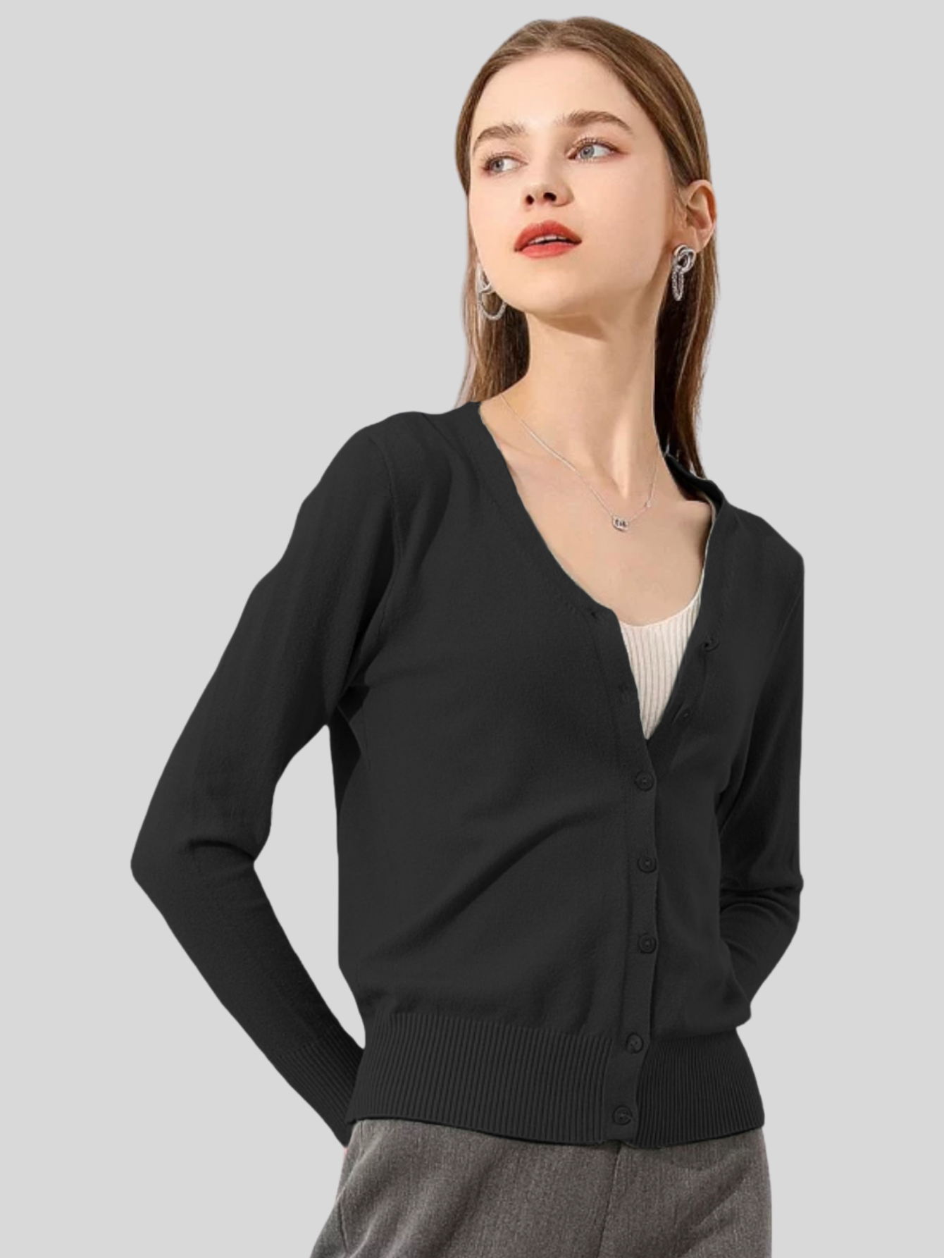 Foto 7 pulgar | Set De 2 Suéter Abierto De Mujer Con Detalles En Estoperoles Suet-1001-px2 Negro Y Vino Suéter Cardigan