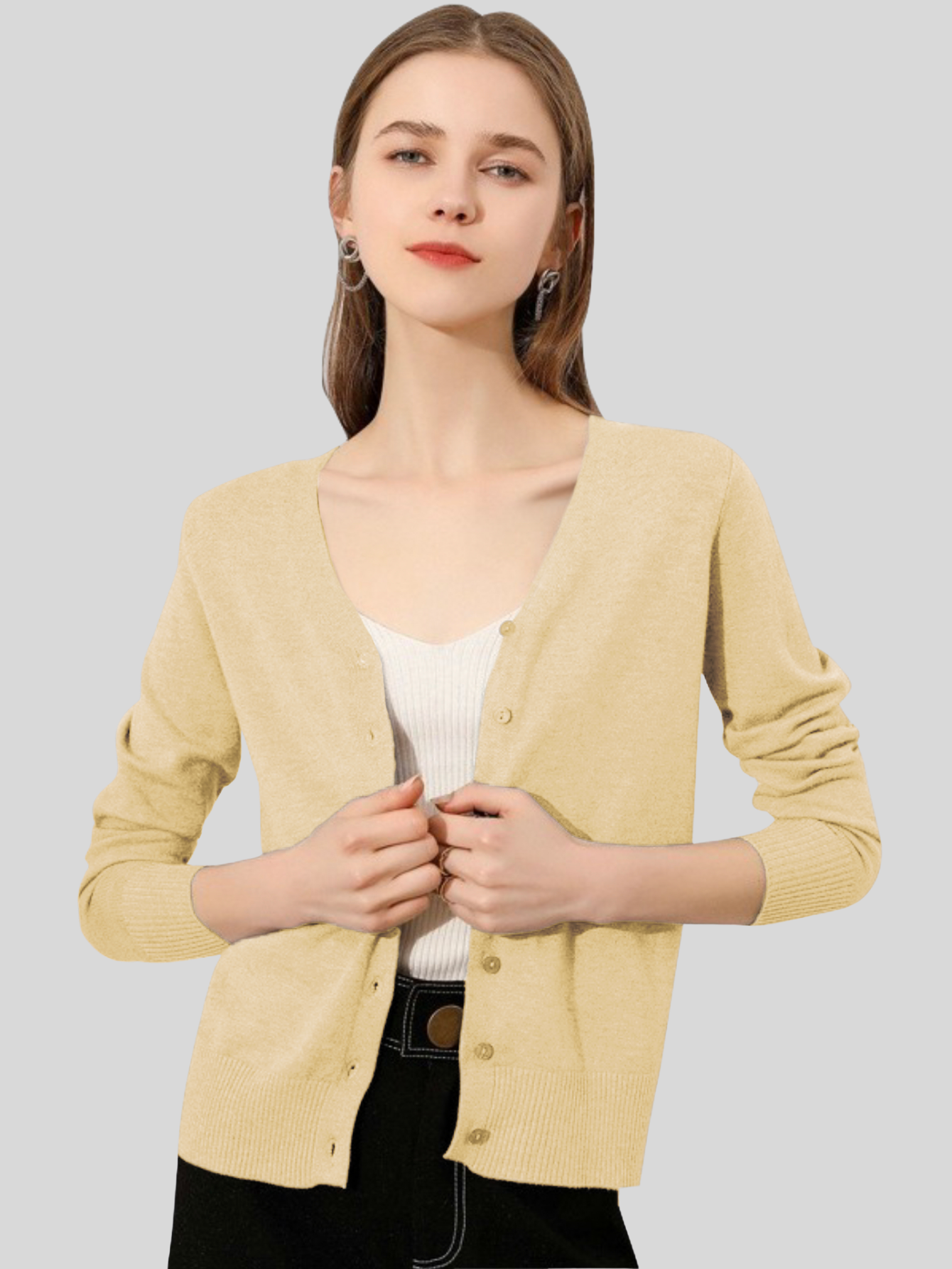 Foto 3 pulgar | Sueter De Punto Para Mujer Suet-1001 Crema Pastel Sweater De Manga Larga