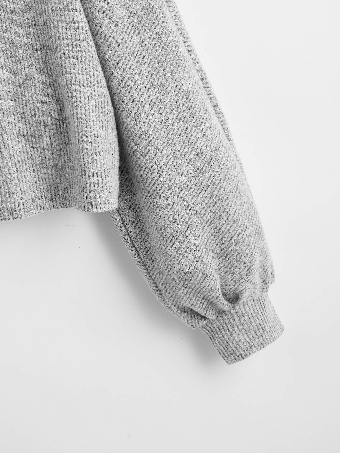 Foto 5 pulgar | Jersey Corto Sweatyrocks De Punto Acanalado De Manga Larga  Gris Claro - Venta Internacional.