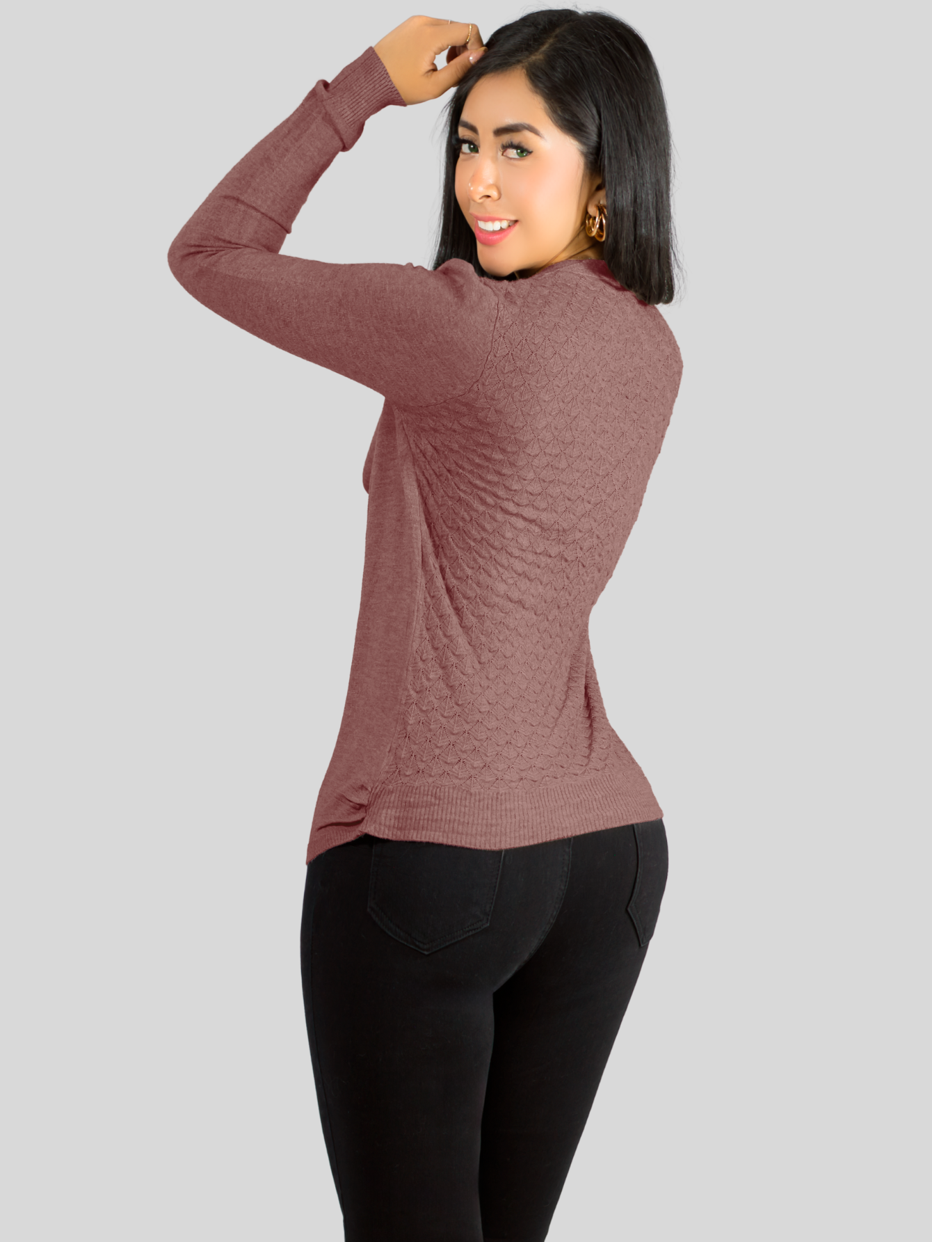 Foto 4 pulgar | Set De 2 Suéter Abierto De Mujer Con Detalles En Estoperoles Suet-1035 Coral Oscuro Y Marino Suéter Cardigan