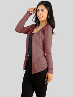 Foto 4 | Set De 2 Suéter Abierto De Mujer Con Detalles En Estoperoles Suet-1035 Coral Oscuro Y Gris Suéter Cardigan