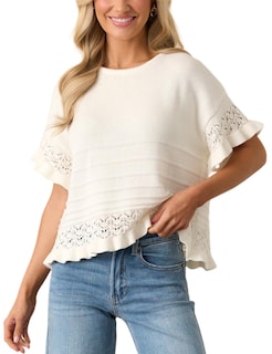 Foto 1 | Jersey Yeokou Para Mujer Manga Corta Dobladillo Con Volantes Color Blanco - Venta Internacional.